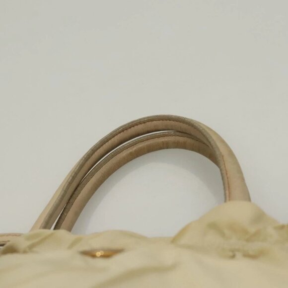 PRADA Hand Bag Nylon Beige Gold Auth 129942 - Picture 9 of 16